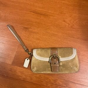 Coach Tan and Brown Leather Wristlet